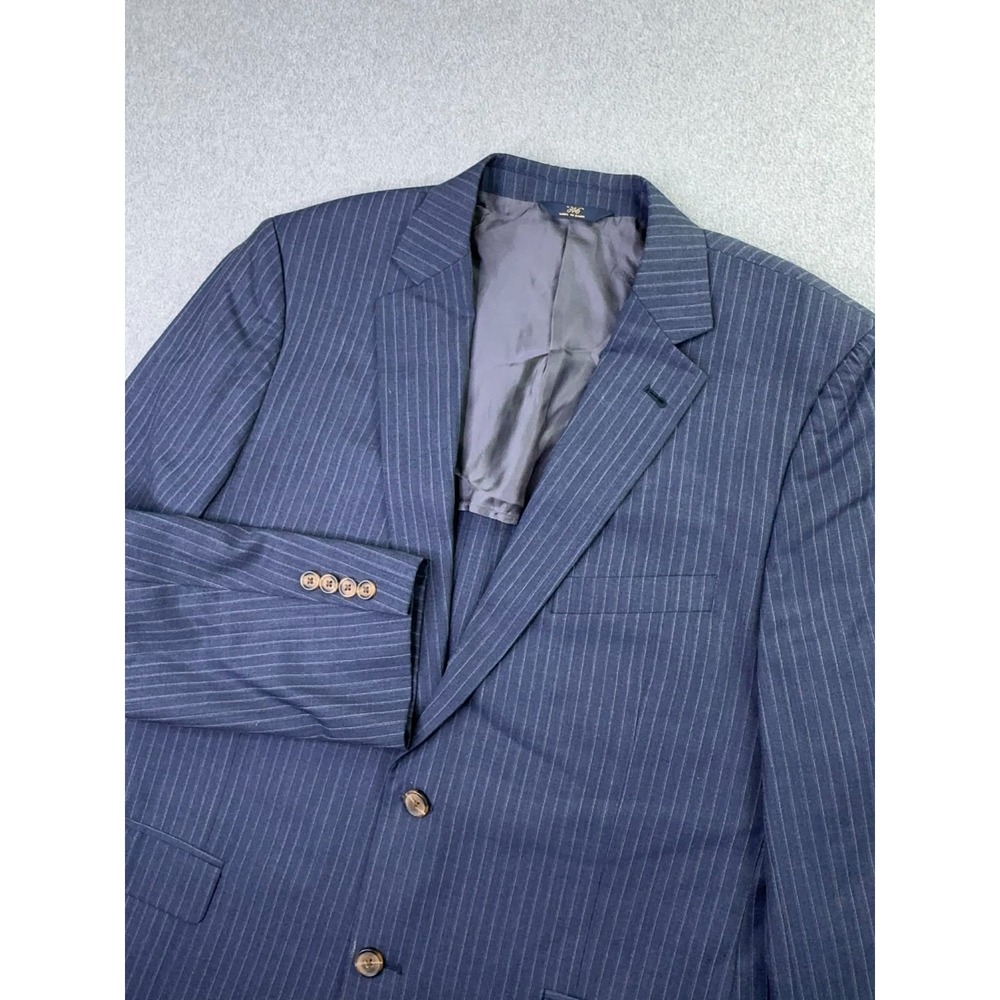 Brooks Brothers Blazer Mens 46R Blue Pin Stripe Fitzgerald‎ Fit Jacket Wool Prep